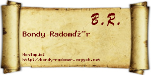 Bondy Radomér névjegykártya